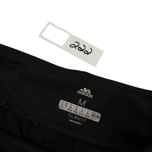 Adidas Ankle Leggings Womens Black M Climalite Low Rise Stretch Logo Script - Picture 8 of 8